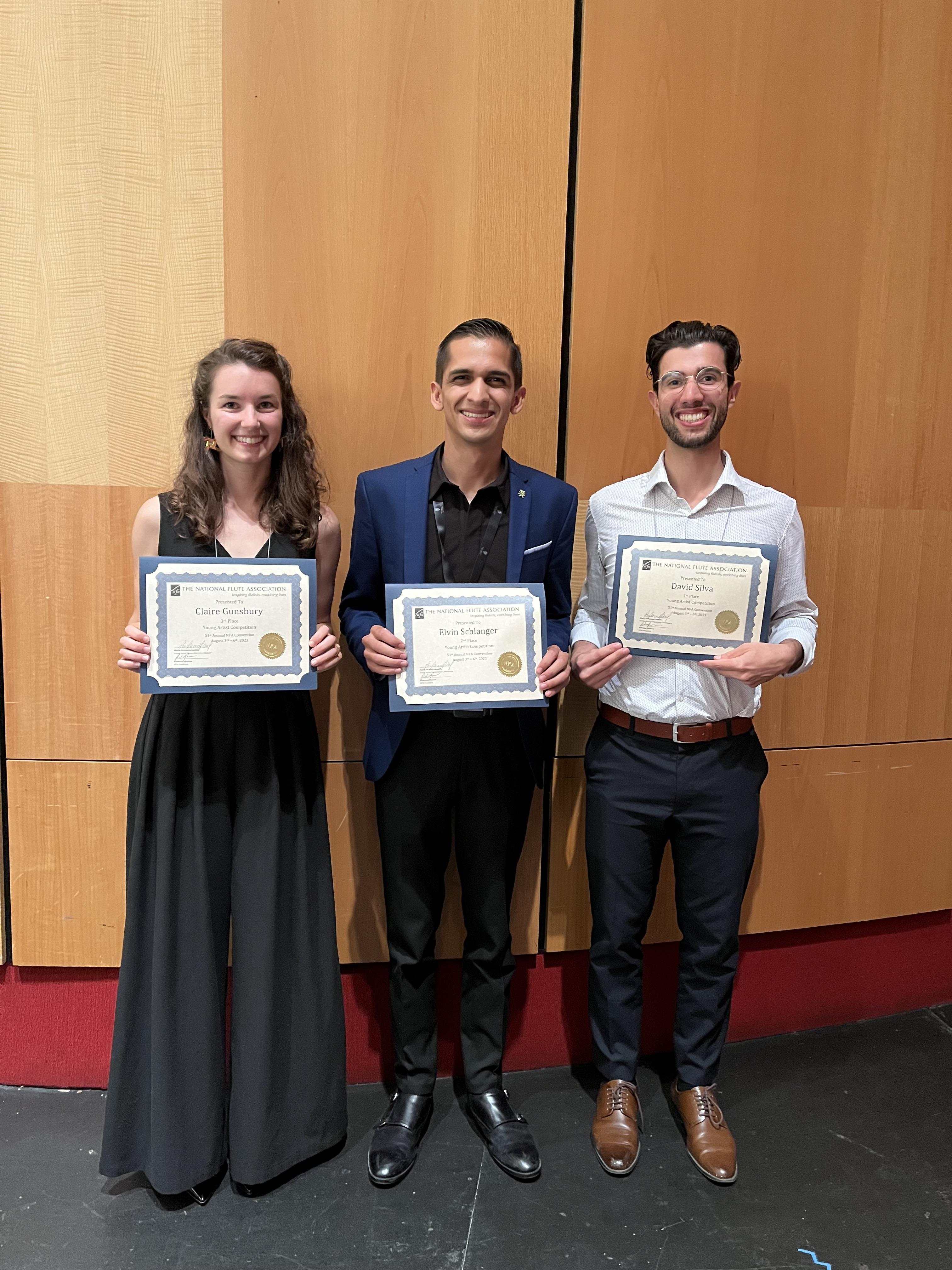 Three winners of the 2023 Young Artist Competition